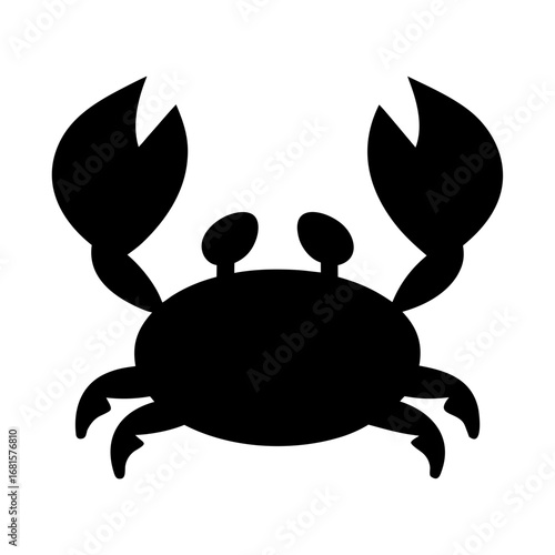 Black silhouette of a crab with claws raised silhouette