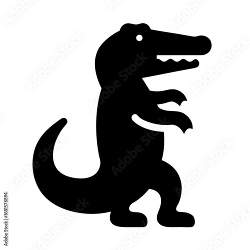 Cartoon alligator standing on hind legs silhouette