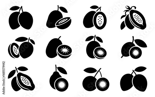 Vector art of set of different tropical fruits