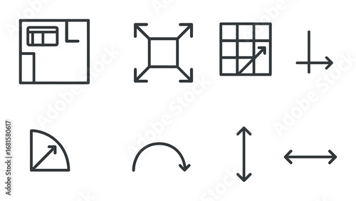 Black and gray vector icons for design and layout adjustments