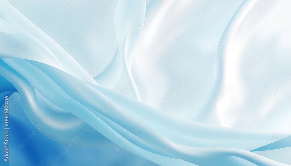Obraz premium Abstract flowing light blue fabric background with soft wavy texture and elegant smooth folds creating a calming and serene backdrop