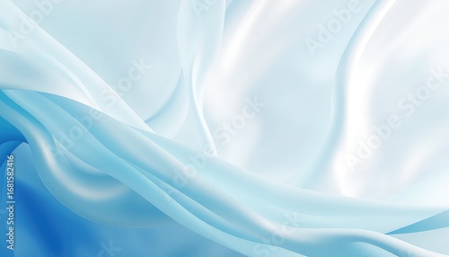 Abstract flowing light blue fabric background with soft wavy texture and elegant smooth folds creating a calming and serene backdrop