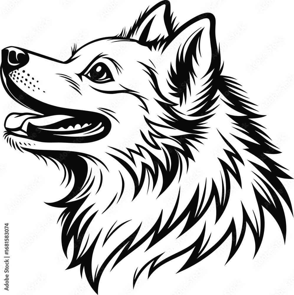 Naklejka premium dog face vector, dog face silhouette vector, dog vector design, dog silhouette vector, puppy face vector design