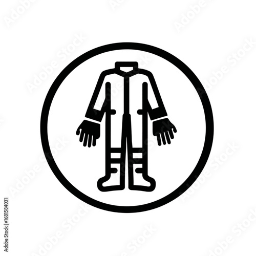 Black vector protective wear symbol with geometric line strokes