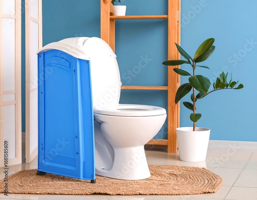 Portable toilet in a modern bathroom