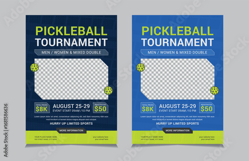 Pickleball Tournament Flyer Templates, vector illustration eps 10
