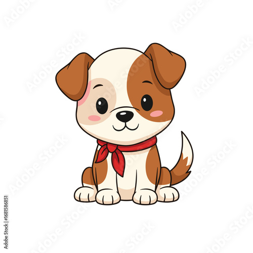 Adorable cartoon dog with red scarf a charming vector illustration design showcasing puppy