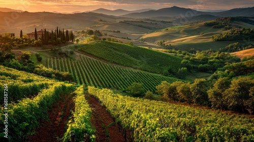 Wallpaper Mural Scenic Tuscan vineyard landscape at sunrise Torontodigital.ca