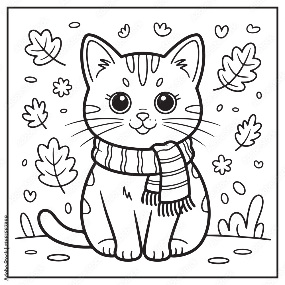 Fototapeta premium Autumn Scenes Coloring Pages