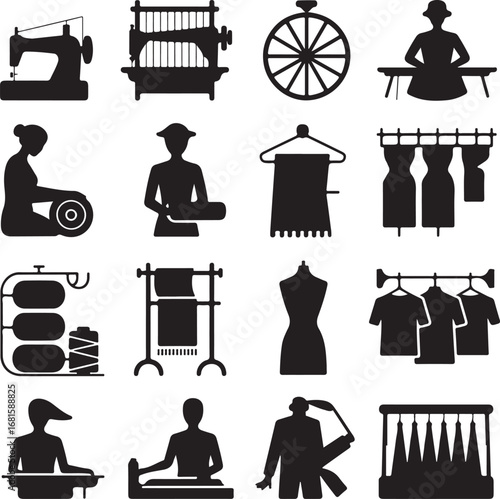 Sewing and Tailoring Icons Silhouette Collection sewing machine dressmaking