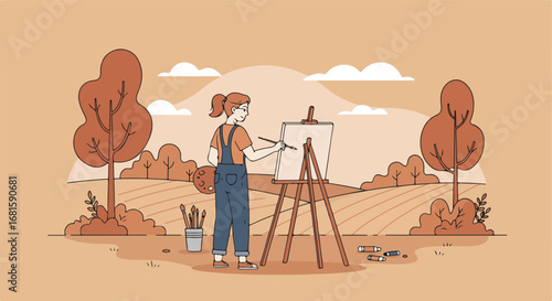 Artist paints outdoors (2)