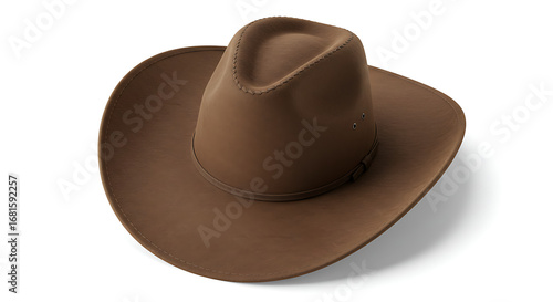 Classic brown felt western-style hat accessory isolated on a clean white background