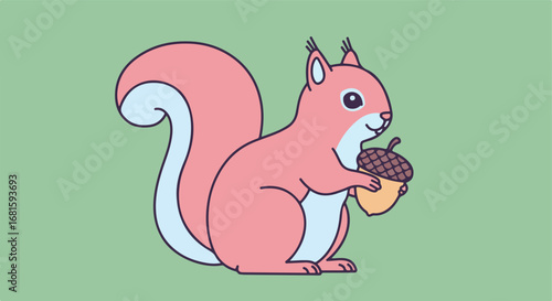 Stylized squirrel with acorn