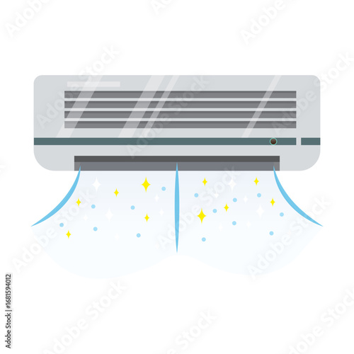 AC air conditioner in the drawing with a flat cute concept drawing the illustration drawing in templete drawing in vector .