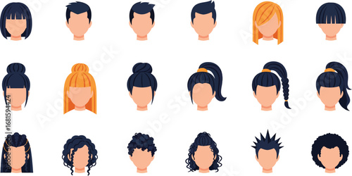 Vector Hairstyle Clipart Collection with Male and Female Hair Designs