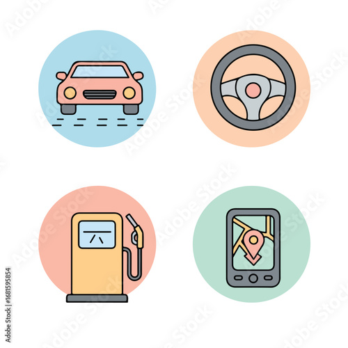 Car essentials gas, GPS, and steering