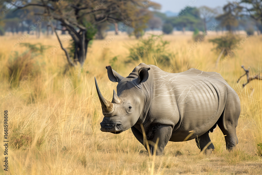 Obraz premium Majestic White Rhino in an African Savanna