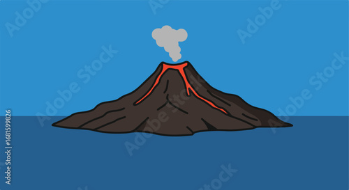 Cartoon volcano erupts