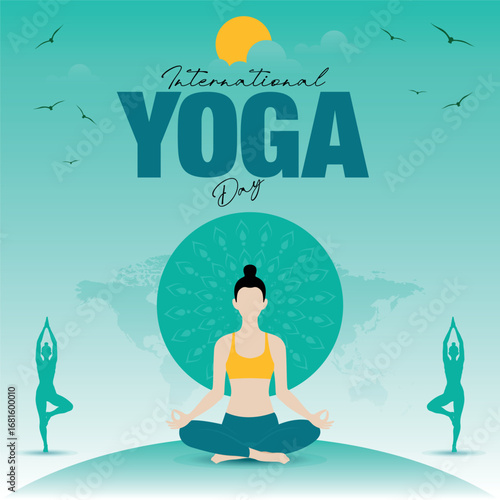 yoga day design background with yoga pose