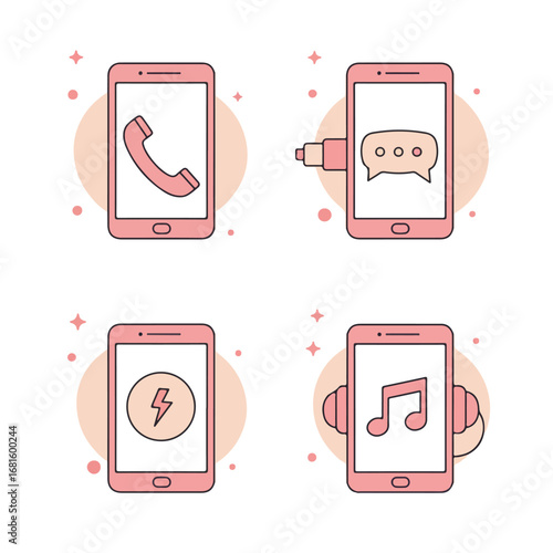 Phones w/ apps call, chat, charge, music