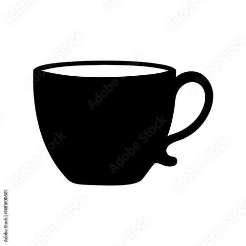 Silhouette of a ceramic mug with handle, filled with hot liquid