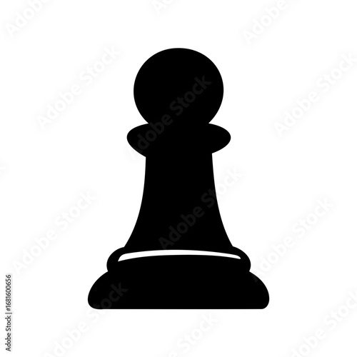 Elegant Black Pawn Silhouette Isolated on White Background for Chess Illustration