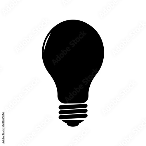 Simple Black Light Bulb Illustration on White Background for Creative Projects
