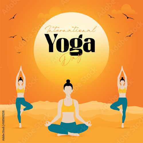 yoga day design background with yoga pose
