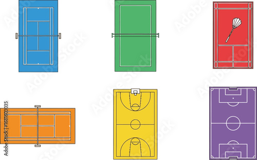 Sports courts illustration vector graphic design set concept