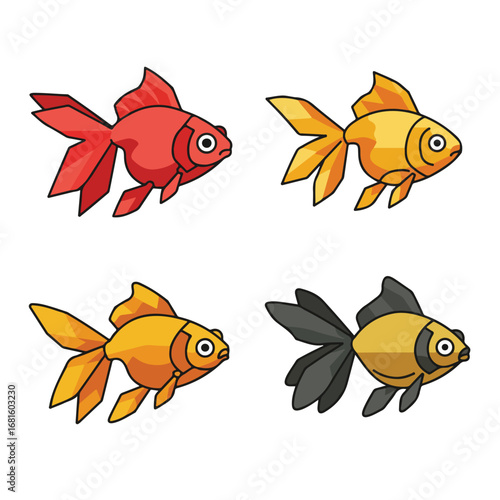 Cartoon set of goldfish