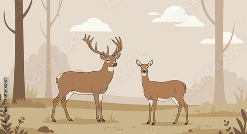 Two deers in nature