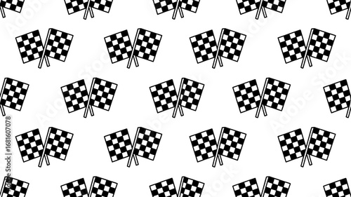 Dynamic racing checkered flags signal victory and speed in a repeating pattern