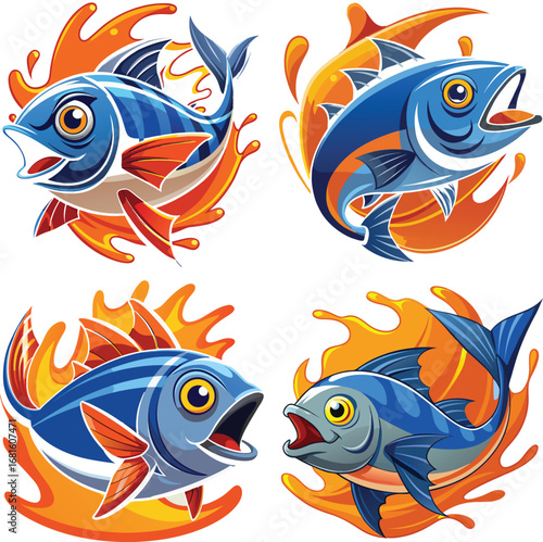 vector set of fish