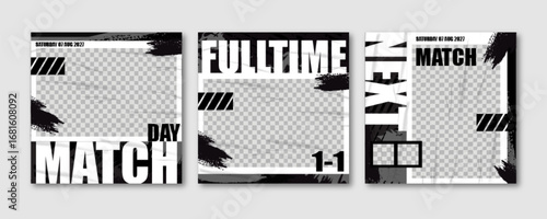 Sport Social Media Post Template , Football Match Day , Full Time , Next Match	