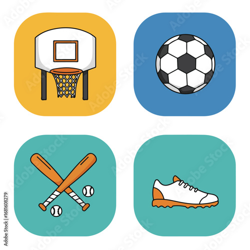 Sports equipment icons