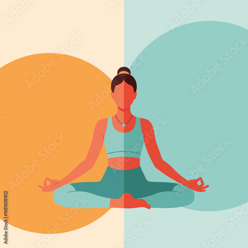 Woman Practicing Meditation and Breathing Exercise in Lotus Pose.