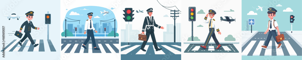 Obraz premium pilot vector crossing the road