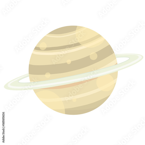 ポップでかわいい水玉とストライプの土星イラスト