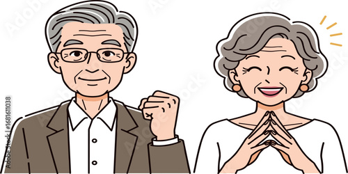 Cheerful Senior Couple Smiling with Optimism and Energy, Expressing Happiness and Success