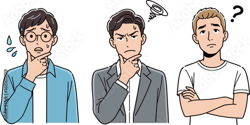 Diverse individuals engaged in profound thought, expressing confusion and contemplation, grappling with uncertainties and seeking clarity amidst complex decisions