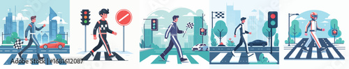 racer vector crossing the road