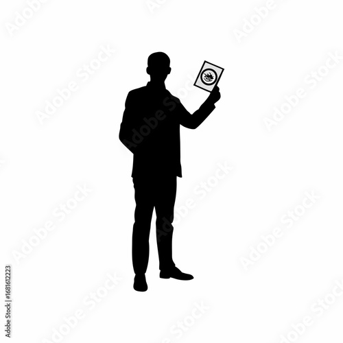 Silhouette of inspector with approved permit stamp