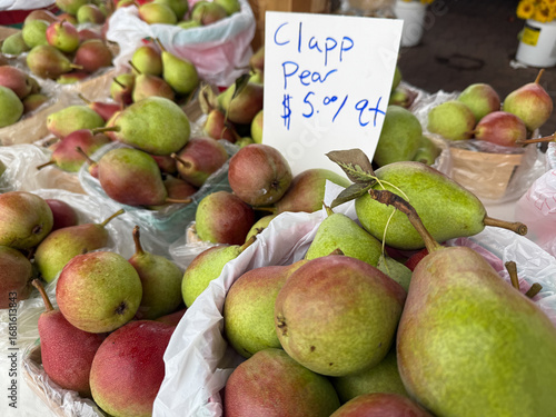 Clapp Pears and Fresh Produce Are Sold at the Farmers Market in Holland, Michigan During the Vibrant Summer Season