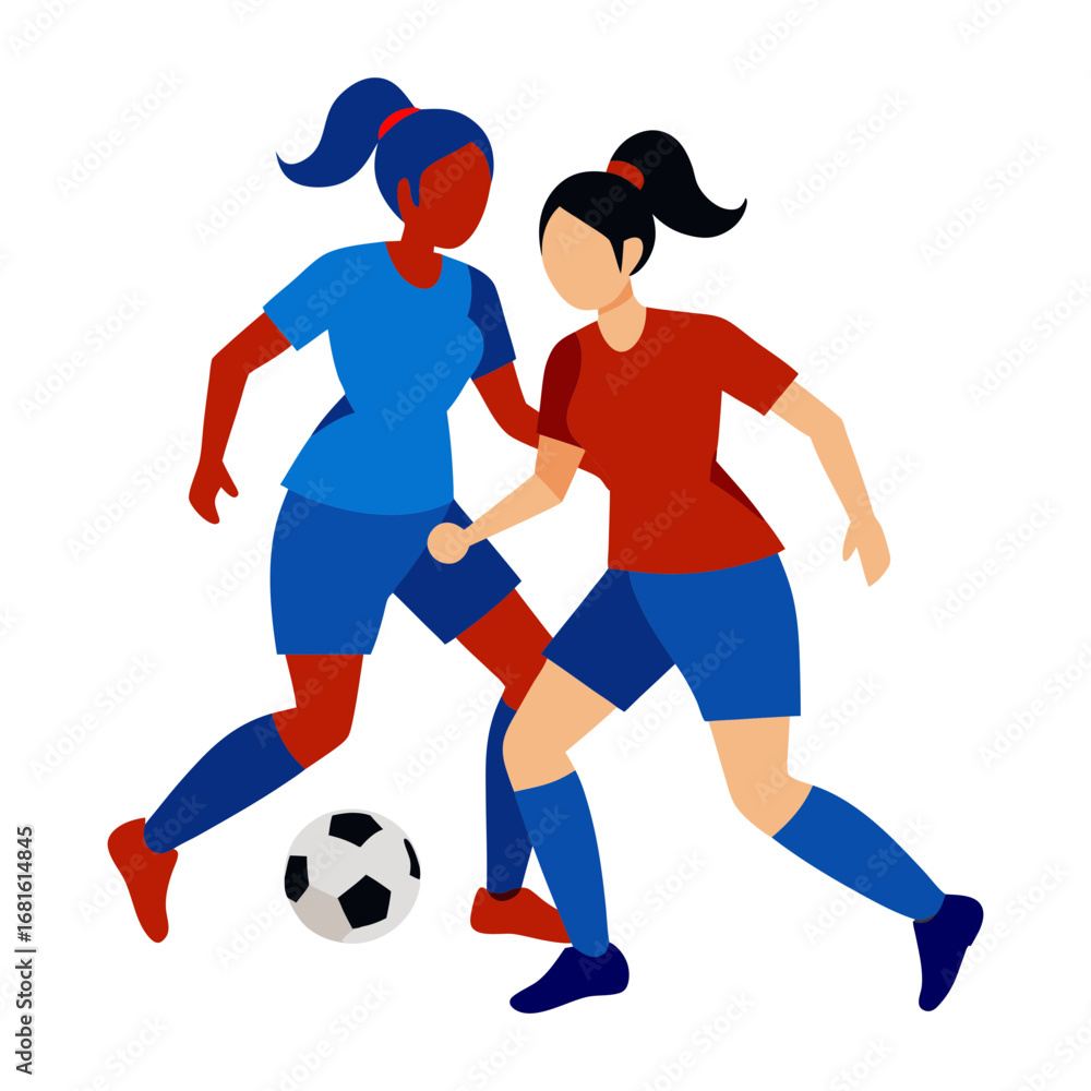 Obraz premium Vector art illustration of a female soccer player