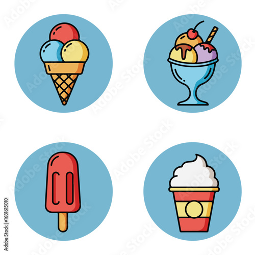 Sweet treats ice cream, popsicle, & cup