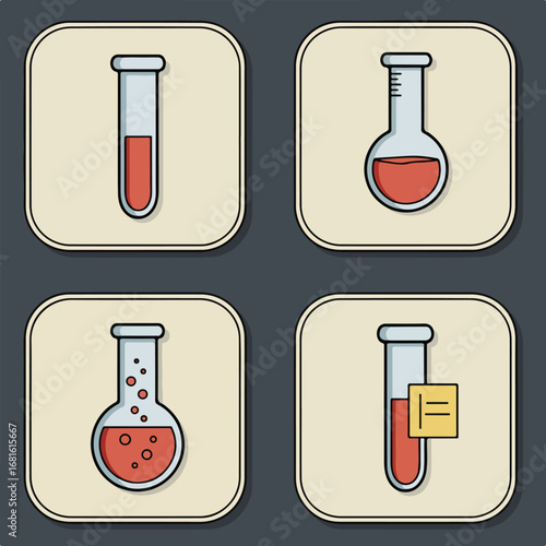 Labeled flasks icons