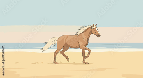 Horse running on beach