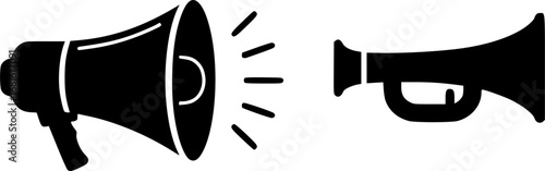 megaphone silhouette, minimal car horn icon vector illustration
