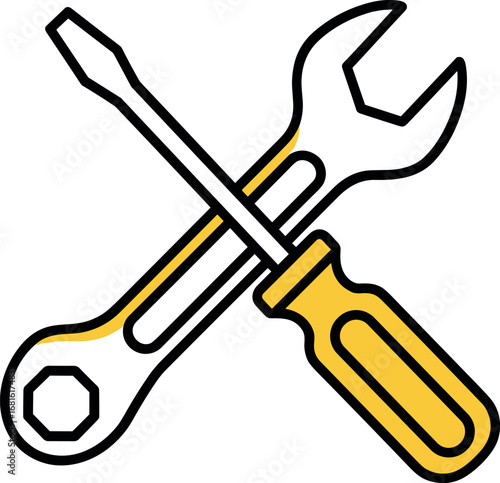 Repair Tools Wrench and Screwdriver Icon for Maintenance Services