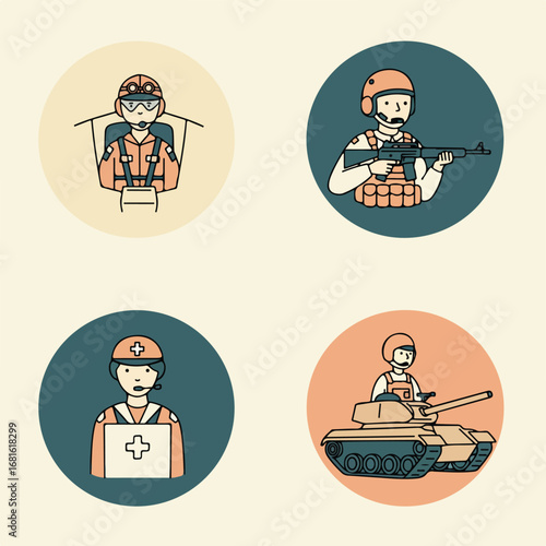 Military personnel icons